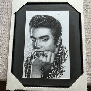 Elvis Black and White Portrait Sketch